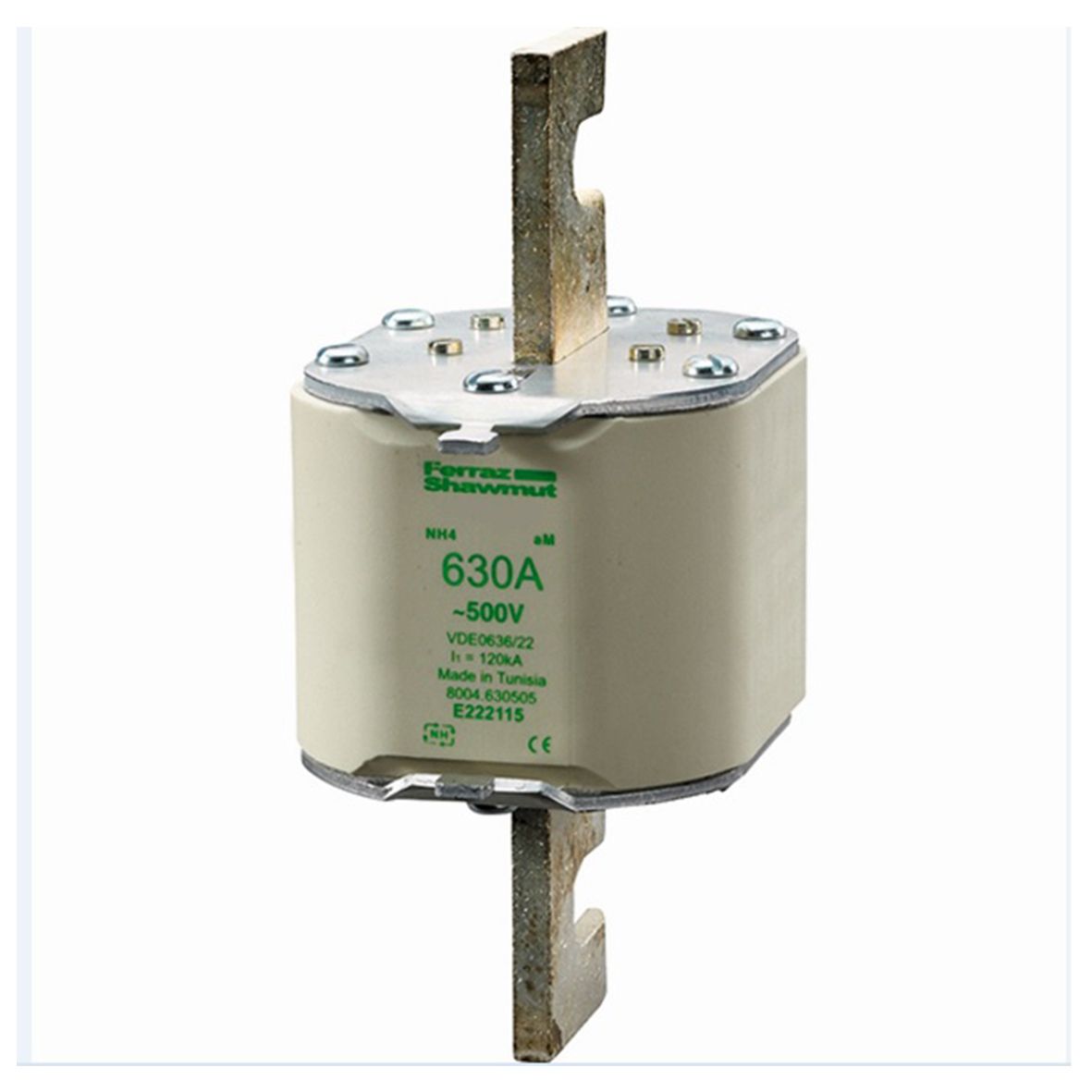 E222115 - NH fuse-link aM, 500VAC, size 4, 630A top indicator/live tags